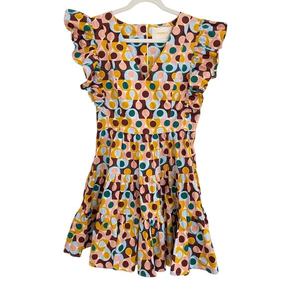 LA DOUBLE J Honeybun Cotton Poplin Mini Ruffle Flare Resort Dress Gumball Print - Picture 13 of 16